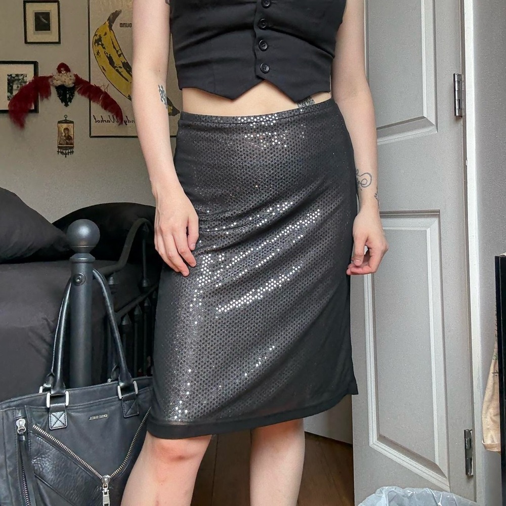 90s/2000s Mesh Sparkly Midi Skirt